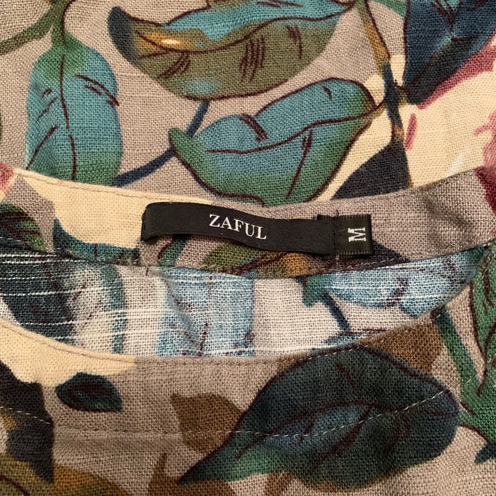 Zaful Floral Magnolia Print Pocket Tunic Top Sz M - Picture 3 of 5